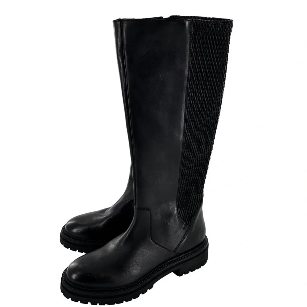 Geox Iridea Black Leather Lug Sole Boots Size 37 Women’s Designer Comfort - Picture 8 of 9